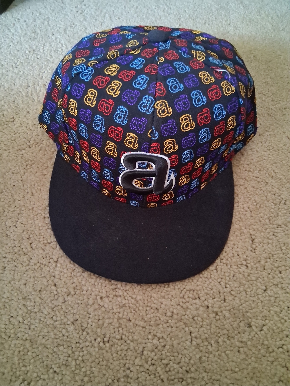 Mens Fitted Hat in Multicolor 'a' Print
